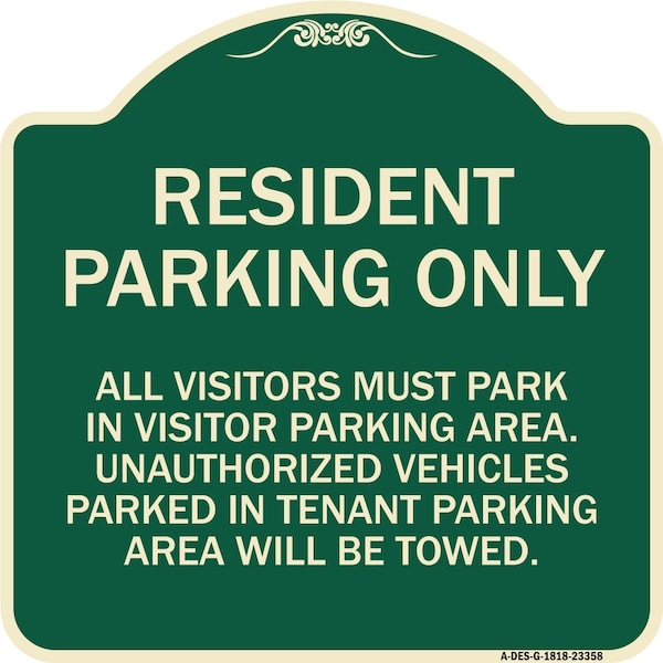 Parking Resident Parking Only Heavy-Gauge Aluminum Architectural Sign, 18" x 18", G-1818-23358